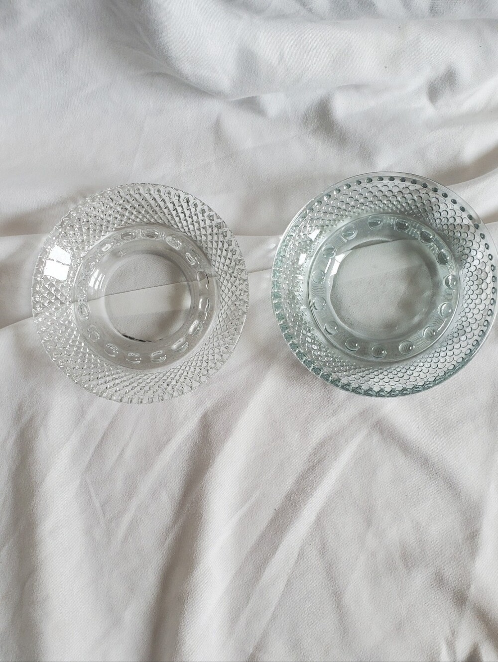 Crystal Glass Vtg Hobnail & Diamond Cut Ashtrays Trinket Dishes Change Holders